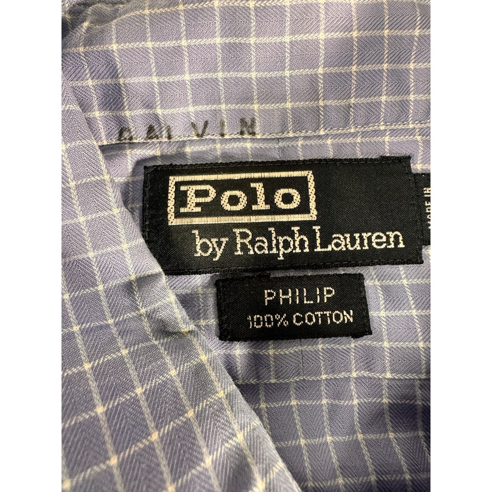 Polo Ralph Lauren Philip Dress Shirt Mens 16.5 32/33 Blue Check Non-Iron - Picture 5 of 11